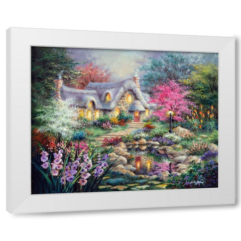 Cottage Pond White Modern Wood Framed Art Print by Boehme, Nicky