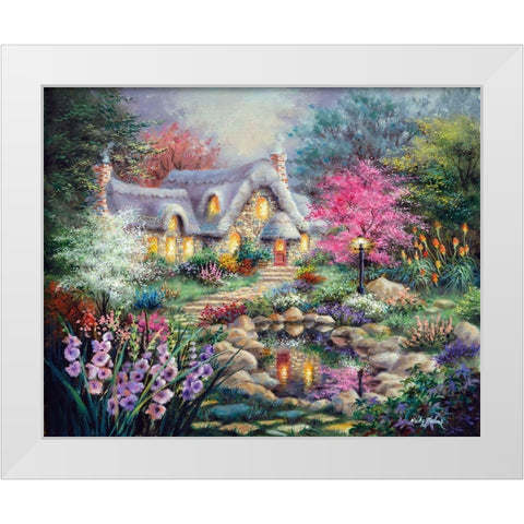 Cottage Pond White Modern Wood Framed Art Print by Boehme, Nicky