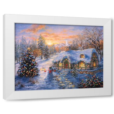 Christmas Cottage White Modern Wood Framed Art Print by Boehme, Nicky