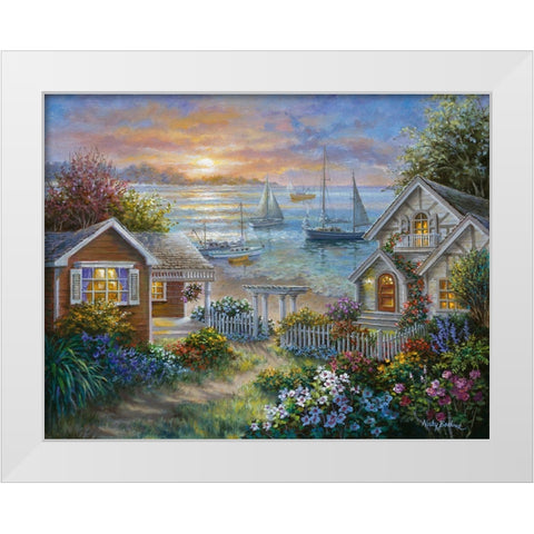 Tranquil Seafront White Modern Wood Framed Art Print by Boehme, Nicky