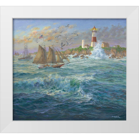 Shipmates White Modern Wood Framed Art Print by Boehme, Nicky