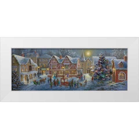 Christmas Village Panoramic White Modern Wood Framed Art Print by Boehme, Nicky