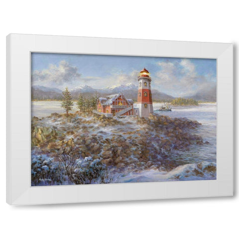 Lighthouse Bluff White Modern Wood Framed Art Print by Boehme, Nicky