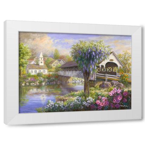 Picturesque Covered Bridge White Modern Wood Framed Art Print by Boehme, Nicky