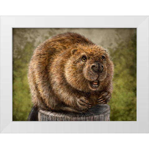 Beaver Totem White Modern Wood Framed Art Print by LaMontagne, Patrick