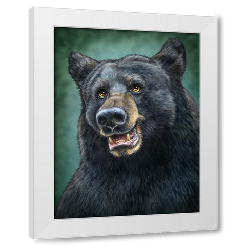 Black Bear Totem White Modern Wood Framed Art Print by LaMontagne, Patrick