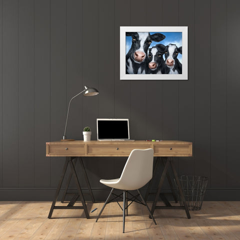 Cows White Modern Wood Framed Art Print by LaMontagne, Patrick