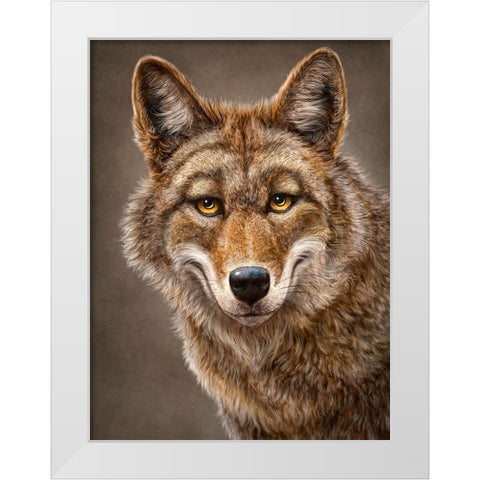 Coyote Totem White Modern Wood Framed Art Print by LaMontagne, Patrick