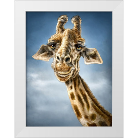 Giraffe Totem White Modern Wood Framed Art Print by LaMontagne, Patrick