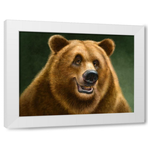 Grizzly Totem White Modern Wood Framed Art Print by LaMontagne, Patrick