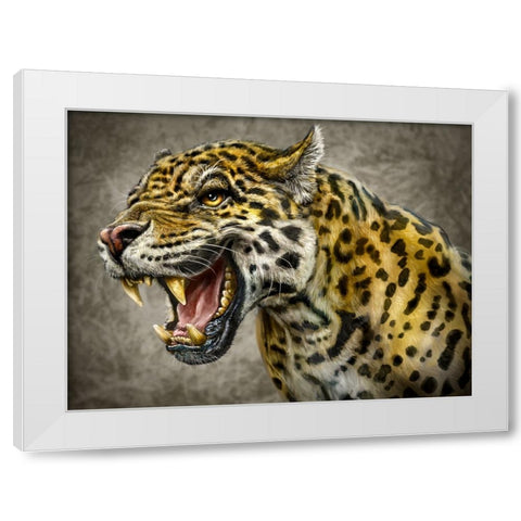 Jaguar Totem White Modern Wood Framed Art Print by LaMontagne, Patrick