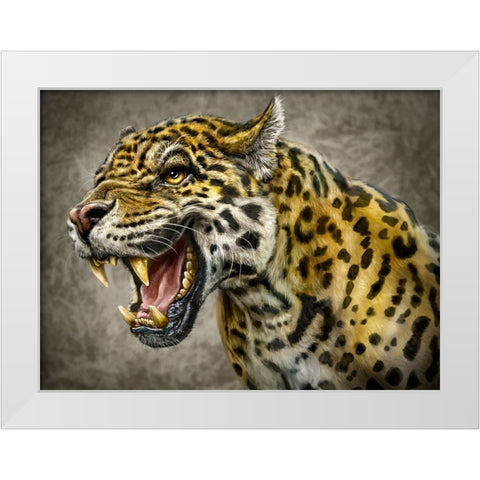 Jaguar Totem White Modern Wood Framed Art Print by LaMontagne, Patrick