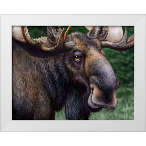Moose Totem White Modern Wood Framed Art Print by LaMontagne, Patrick