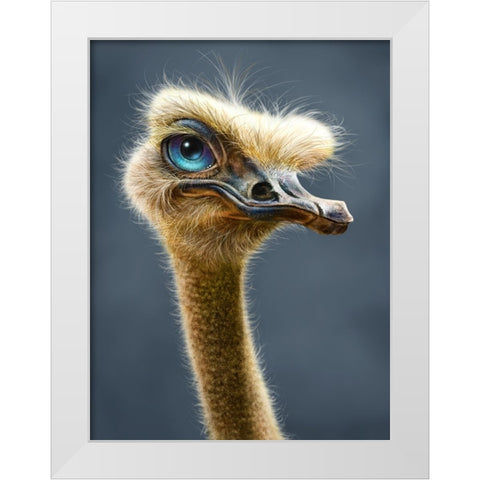 Ostrich Totem White Modern Wood Framed Art Print by LaMontagne, Patrick