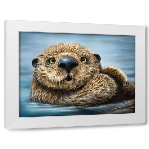 Otter Totem White Modern Wood Framed Art Print by LaMontagne, Patrick