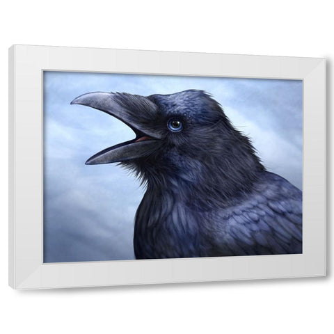 Raven Totem White Modern Wood Framed Art Print by LaMontagne, Patrick