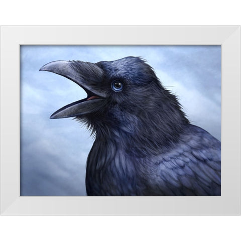 Raven Totem White Modern Wood Framed Art Print by LaMontagne, Patrick