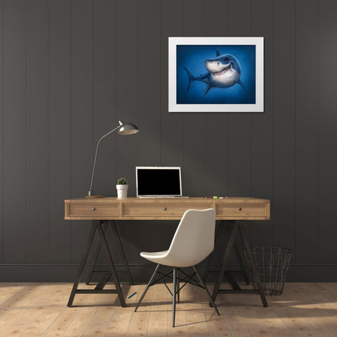 Shark Totem White Modern Wood Framed Art Print by LaMontagne, Patrick