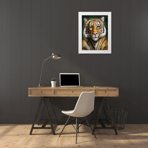 Tiger Totem White Modern Wood Framed Art Print by LaMontagne, Patrick