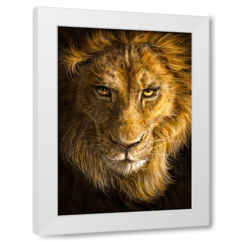 Lion White Modern Wood Framed Art Print by LaMontagne, Patrick