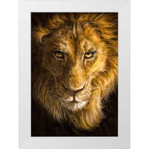 Lion White Modern Wood Framed Art Print by LaMontagne, Patrick