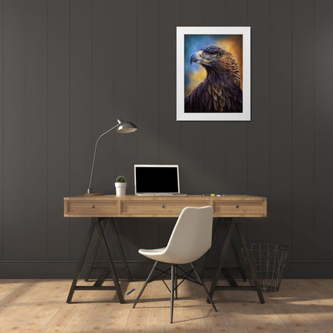 Golden Eagle White Modern Wood Framed Art Print by LaMontagne, Patrick
