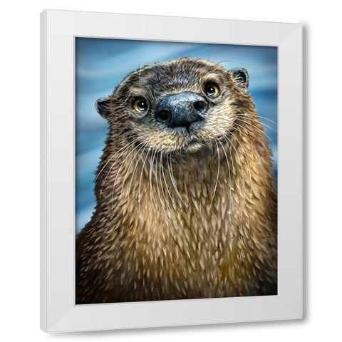 River Otter White Modern Wood Framed Art Print by LaMontagne, Patrick