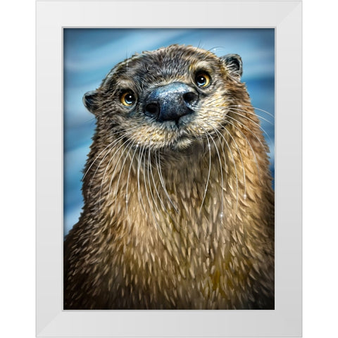 River Otter White Modern Wood Framed Art Print by LaMontagne, Patrick