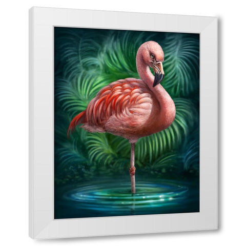 Flamingo Totem White Modern Wood Framed Art Print by LaMontagne, Patrick