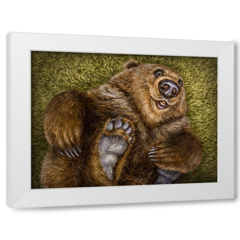 Happy Baby White Modern Wood Framed Art Print by LaMontagne, Patrick