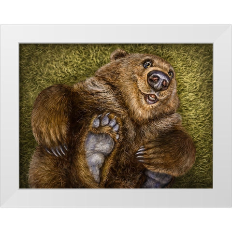 Happy Baby White Modern Wood Framed Art Print by LaMontagne, Patrick