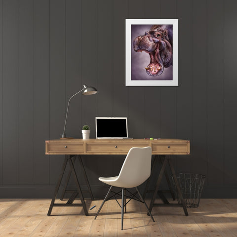 Hippo Totem White Modern Wood Framed Art Print by LaMontagne, Patrick