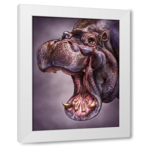Hippo Totem White Modern Wood Framed Art Print by LaMontagne, Patrick