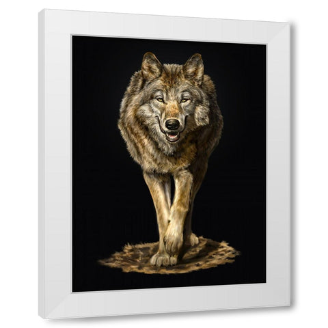 Walking Wolf White Modern Wood Framed Art Print by LaMontagne, Patrick