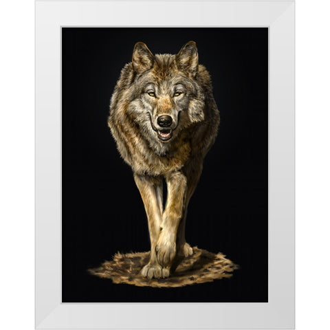 Walking Wolf White Modern Wood Framed Art Print by LaMontagne, Patrick