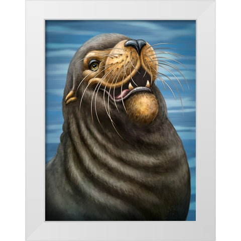 SeaLion White Modern Wood Framed Art Print by LaMontagne, Patrick