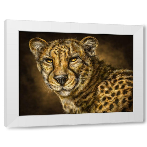 Cheetah White Modern Wood Framed Art Print by LaMontagne, Patrick