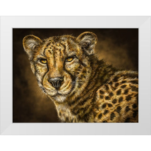 Cheetah White Modern Wood Framed Art Print by LaMontagne, Patrick