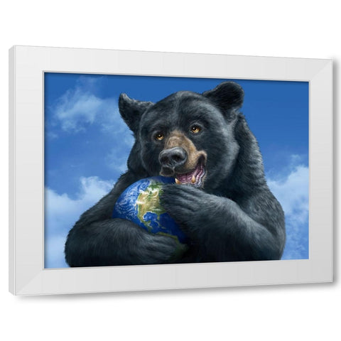 Bear Hug White Modern Wood Framed Art Print by LaMontagne, Patrick