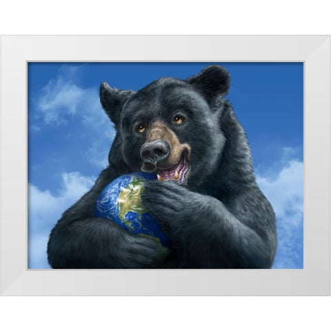 Bear Hug White Modern Wood Framed Art Print by LaMontagne, Patrick