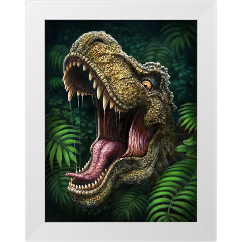 TRex White Modern Wood Framed Art Print by LaMontagne, Patrick