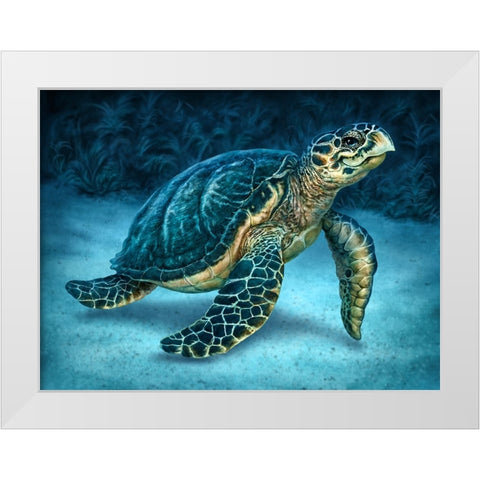 Sea Turtle White Modern Wood Framed Art Print by LaMontagne, Patrick