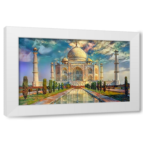 Agra Uttar Pradesh India Taj Mahal White Modern Wood Framed Art Print by Gavidia, Pedro