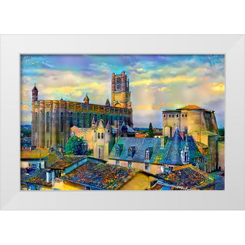 Albi France Cathedral Basilica of Saint Cecilia White Modern Wood Framed Art Print by Gavidia, Pedro