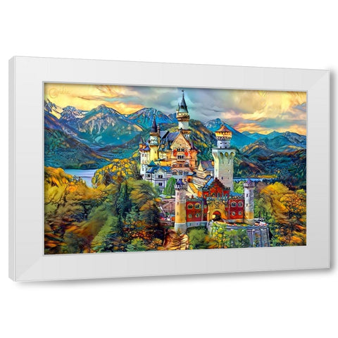 Baviera Fussen Germany Neuschwanstein castle White Modern Wood Framed Art Print by Gavidia, Pedro
