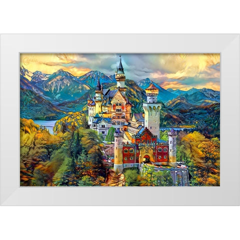 Baviera Fussen Germany Neuschwanstein castle White Modern Wood Framed Art Print by Gavidia, Pedro