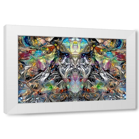 Enigmatic Faces White Modern Wood Framed Art Print by Gavidia, Pedro