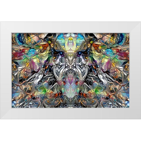 Enigmatic Faces White Modern Wood Framed Art Print by Gavidia, Pedro