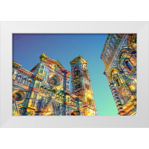 Florence Italy Cathedral of Saint Mary of the Flower Ver2 White Modern Wood Framed Art Print by Gavidia, Pedro