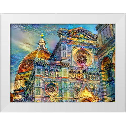 Florence Italy Cathedral of Saint Mary of the Flower White Modern Wood Framed Art Print by Gavidia, Pedro